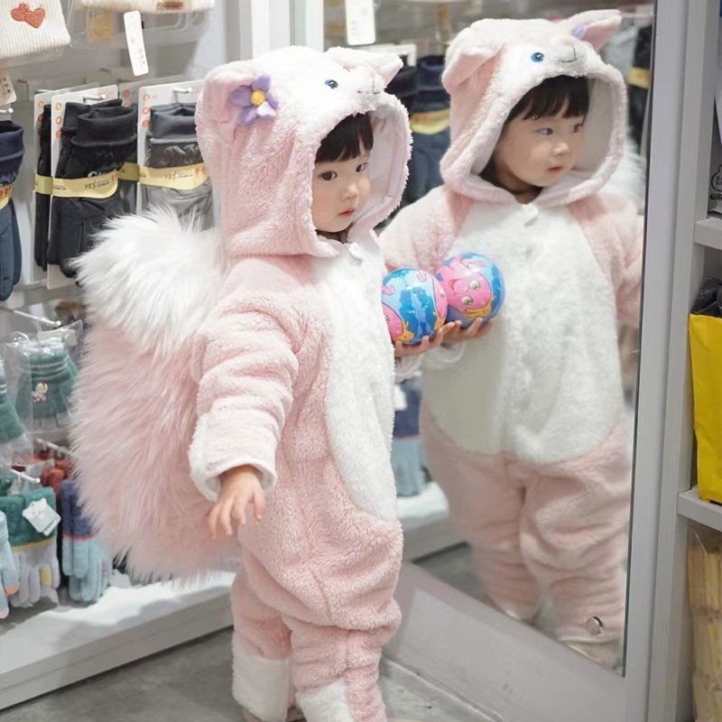 ชุดนอนเด็กผู้หญิงน่ารักฤดูใบไม้ร่วงและฤดูหนาว2025ใหม่ Lingna Belle เด็กกำมะหยี่ชุดนอนชิ้นเดียวชุดประกอบด้วยหางม้าเหมาะสำหรับเด็ก ที่มีขนาด 80 หลาถึง 130 หลา. - รูปที่ 6