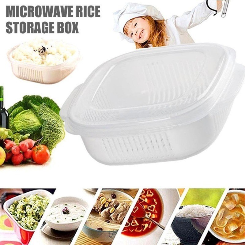1/3/5 ชิ้น Microwavable Rices Freshing กล่อง - ตู้เย็นภาชนะเก็บผักผลไม้ - ที่เก็บอาหารวางซ้อนกันได้ - รูปที่ 5
