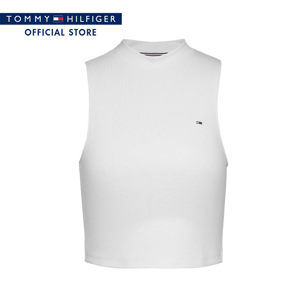 Tommy Hilfiger เสื้อแขนกุด ผู้หญิง รุ่น DW0DW17985 YBR - สีขาว ทรง Cropped Fit