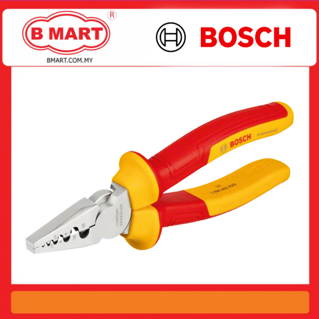 คีมย้ํา Bosch VDE 180mm / VDE CRIMPING Plier 180mm Professional - 1.600.A02.NE6 / 1600A02NE6