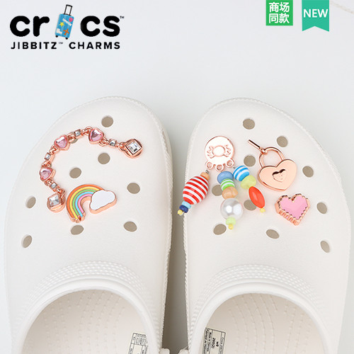 Crocs Jibbitz Metal Jibbitz Pearl Chain Shoe Buckle charm crocs High-grade Metal Heart Hole Shoe Accessories