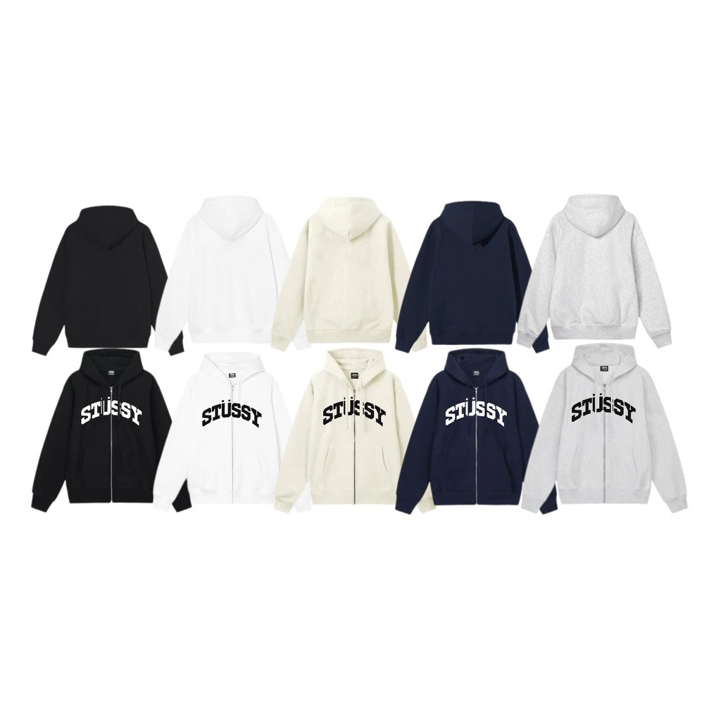 เสื้อฮู้ดมีซิปมีฮู้ดผ้าฝ้ายอินเทรนด์ ST.US.SY สําหรับผู้ชาย