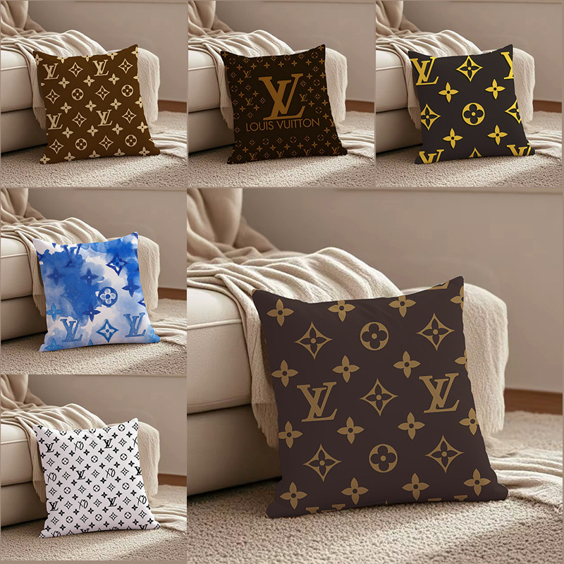 LV ยี่ห้อ เลเวล รูปแบบด้านเดียวพิมพ์ปลอกหมอนตกแต่งบ้านตกแต่งห้องนอนของขวัญสําหรับเพื่อน