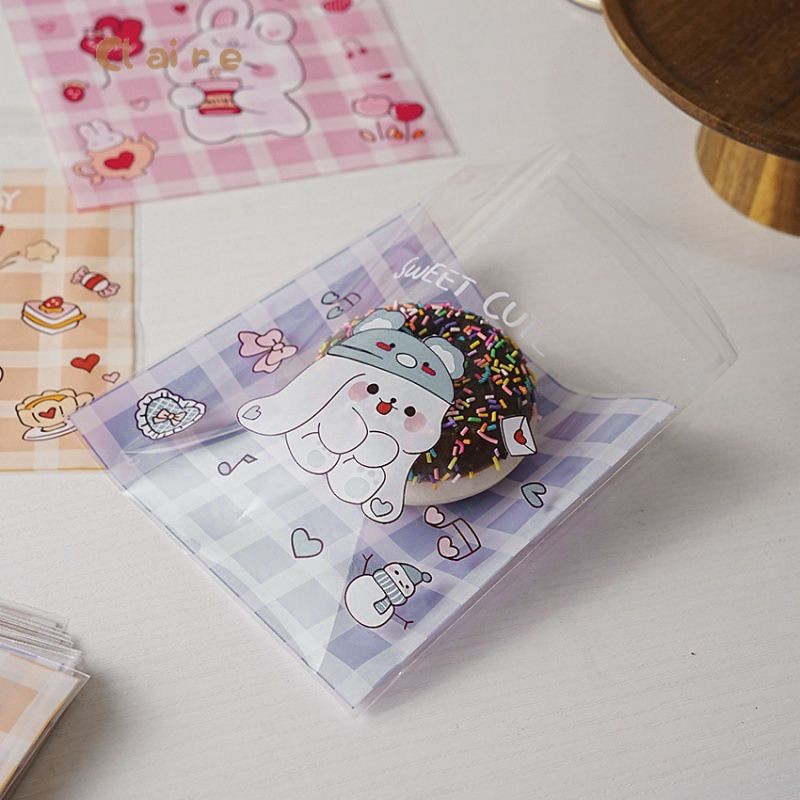 🏡ถุงฝากาวขนาด 7x7+3 cm ถุงสำหรับใส่คุกกี้ บราวนี่ กิ๊ฟช็อป Claire
