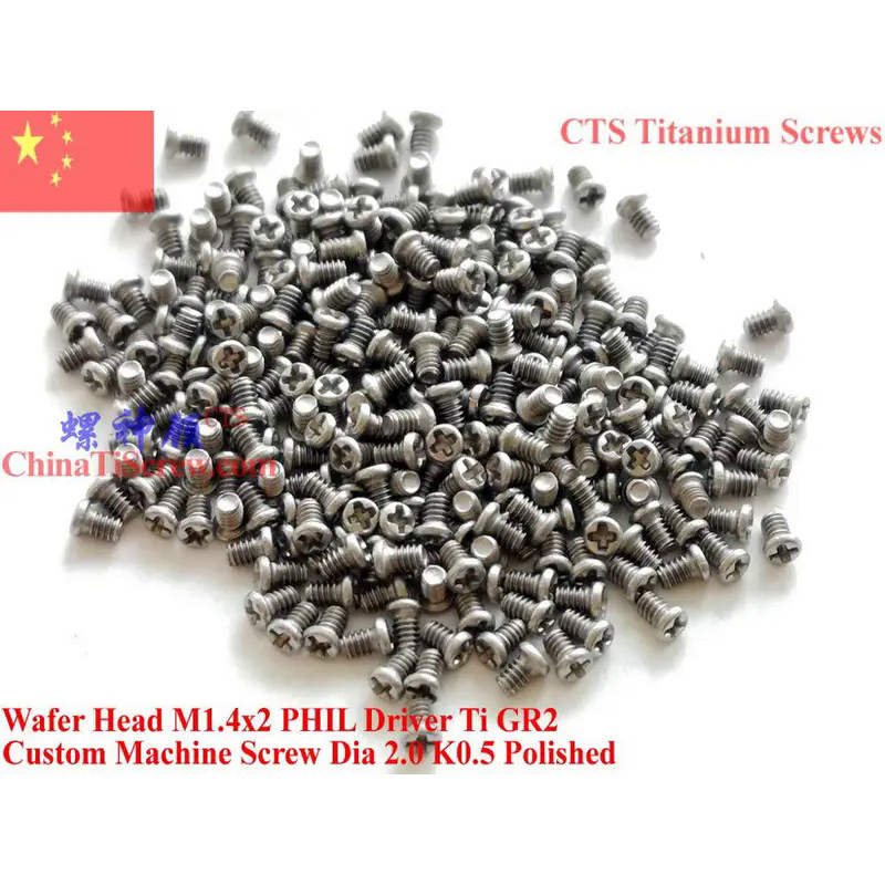 M1.4 Wafer Head Titanium screws M1.4x2 M1.4x3 M1.4x4 M1.4x5 Phillips Driver Ti GR2 Polished QCTI Scr