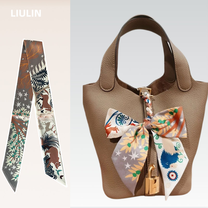 ผ้าพันคอไหมสำหรับผู้หญิง ใช้ผูกกระเป๋าและจับผมได้