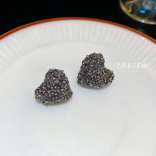 [น้ําค้าง]เข็มเงินชุดเพชรรักต่างหูใหม่ความรู้สึกระดับสูงแฟชั่นอารมณ์ต่างหูฤดูใบไม้ร่วงและฤดูหนาวต่างหูออกแบบที่เรียบง่ายขายส่งหญิ