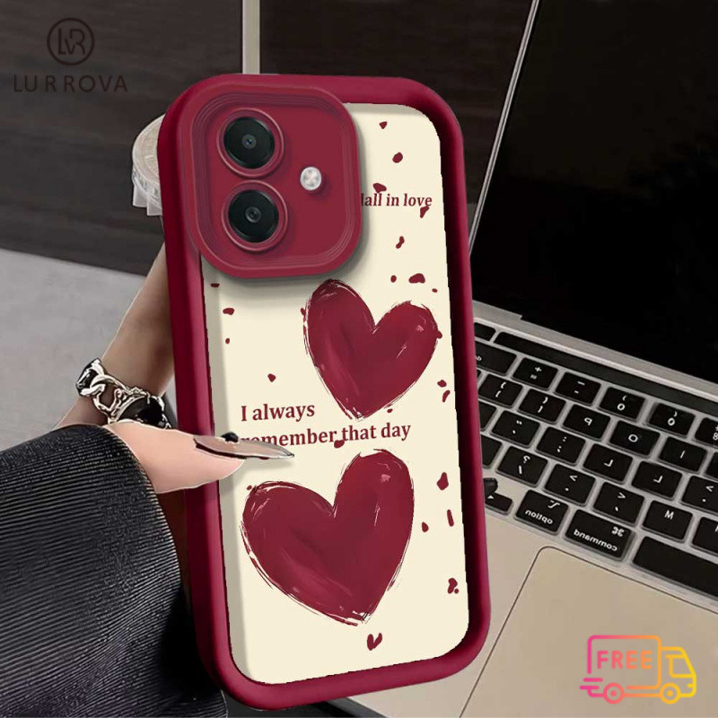 สำหรับ OPPO Reno 12 Reno11 F Reno 11 5G Reno 10 5G Reno 8T Reno 8Z Reno 5G Reno7 Reno8 Reno4 C53 Reno5 realme C65 C61 C55หมายเหตุ50หมายเหตุ60สองน้ำมัน T ภาพวาดหัวใจกันกระแทก