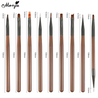Monja เล็บแปรงชุด UV เจลเล็บ Liner French Gradient คริสตัลอะคริลิค ภาพวาดแปรงเล็บเครื่องมือ Drawing