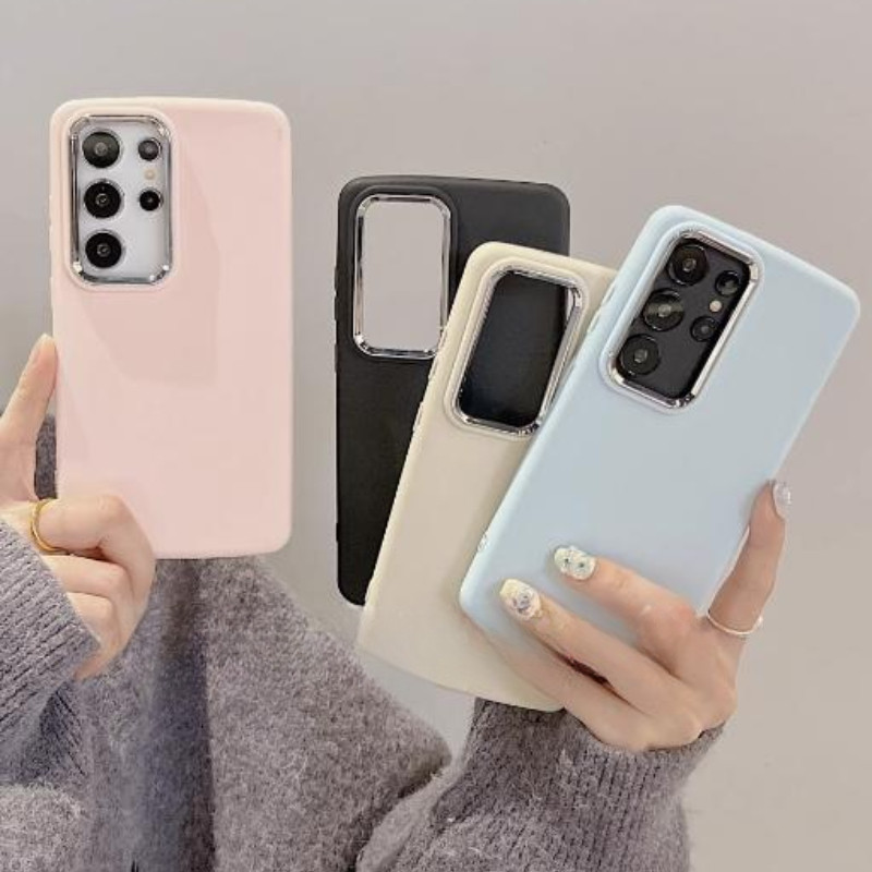 for เคส Samsung A05 A05S A12 A14 A15 A24 A25 A35 A55 A54 A06 A16 เคสกรอบโลหะสีทึบสำหรับกันกระแทกและป้องกันเลนส์