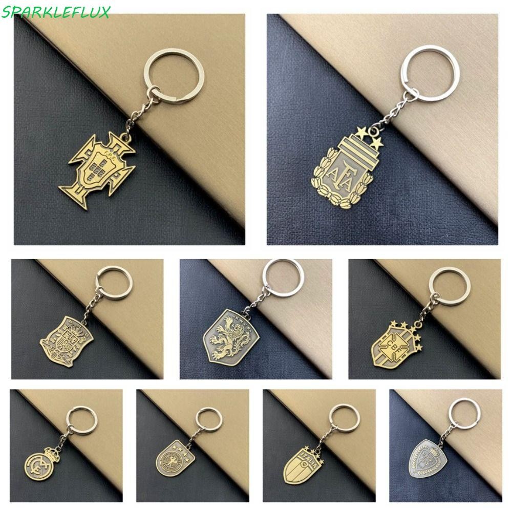 ประกายไฟ พวงกุญแจพวงกุญแจฟุตบอลจี้โลหะพวงกุญแจฟุตบอลหมวกทีมฟุตบอลเรอัลมาดริดจี้บาร์เซโลน่า