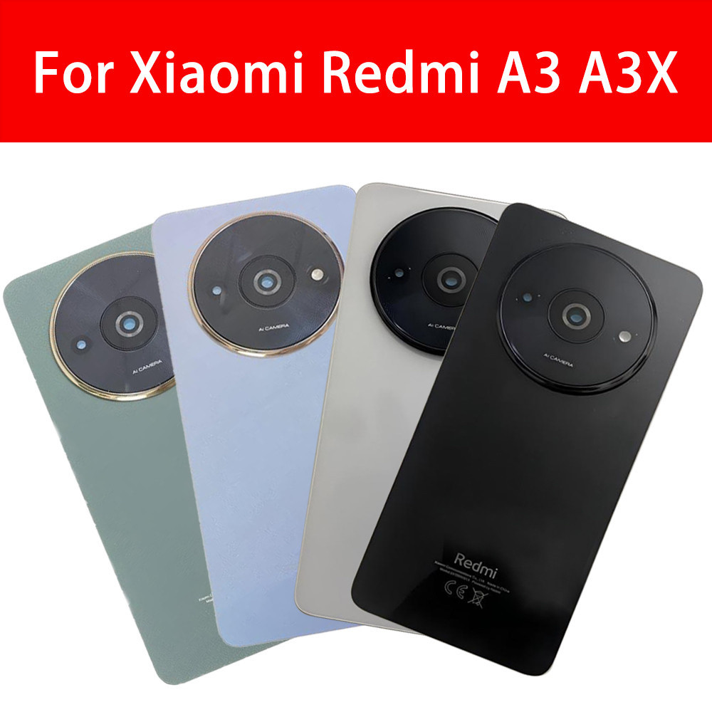 สําหรับ Xiaomi Redmi A3 A3X กระจกด้านหลังแผงประตูฝาหลังแบตเตอรี่พร้อมกรอบกล้องอะไหล่ทดแทน