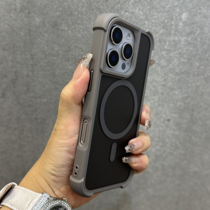 หรูหราสี่มุมป้องกันการตกเคสโทรศัพท์แม่เหล็กสําหรับ ไอโฟน 16 มือโปร สูงสุด 11 12 13 14 15 มือโปร สูงสุด 16 15 14 บวก ปลอกกันกระแทกป้องกันลายนิ้วมือฮาร์ดปกหลัง