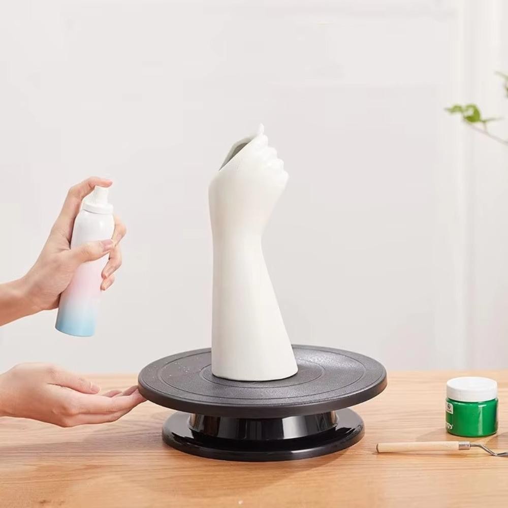 BTLIM แท่นหมุนตกแต่งเค้ก,พลาสติก 11 นิ้วจานหมุนเค้ก,อุปกรณ์ครัวเบเกอรี่เครื่องมือภาพวาดสีดําหมุนแผ่นเสียง - รูปที่ 2