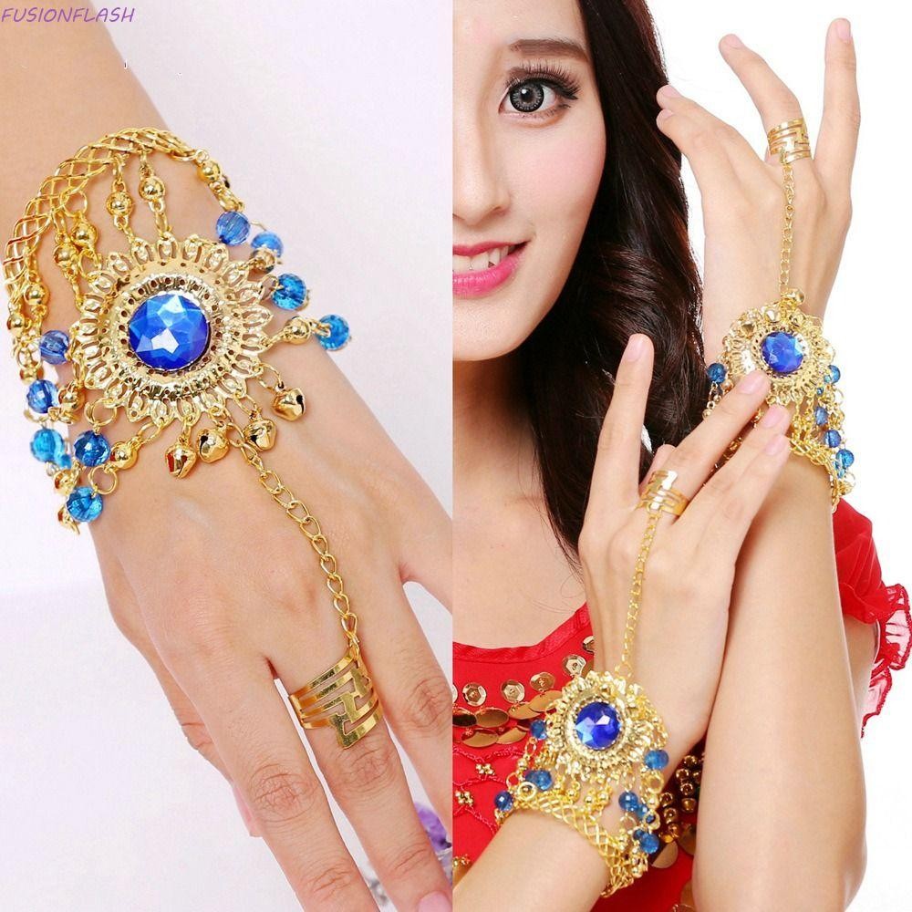 Fusionflash สร้อยข้อมือเพชรแฟชั่นเครื่องประดับสําหรับสาวอินเดียเต้นรํา Shining Bohemian แฟชั่นสําหรับผู้หญิง Belly Dance เครื่องแต่งกาย