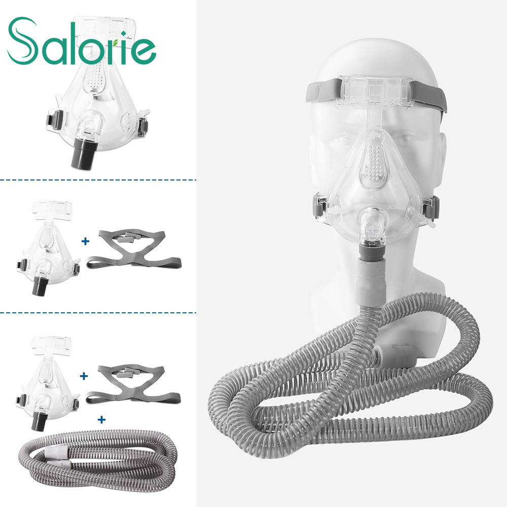 Universal Full Face CPAP หน้ากากซิลิโคนหน้ากากจมูกนุ่มพร้อมหมวกหลอด Reuse CPAP หน้ากากเหมาะสําหรับเครื่อง CPSP