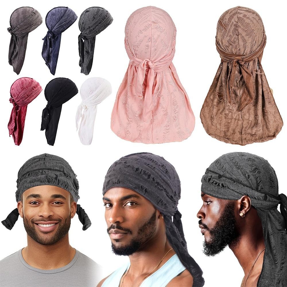 หมวกคาดศีรษะ ROADSTAIRS, ผ้าโพกหัวฮิปฮอปหางยาววินเทจ, หมวกโจรสลัดผ้าฝ้าย Durag แบบสบาย ๆ - รูปที่ 7