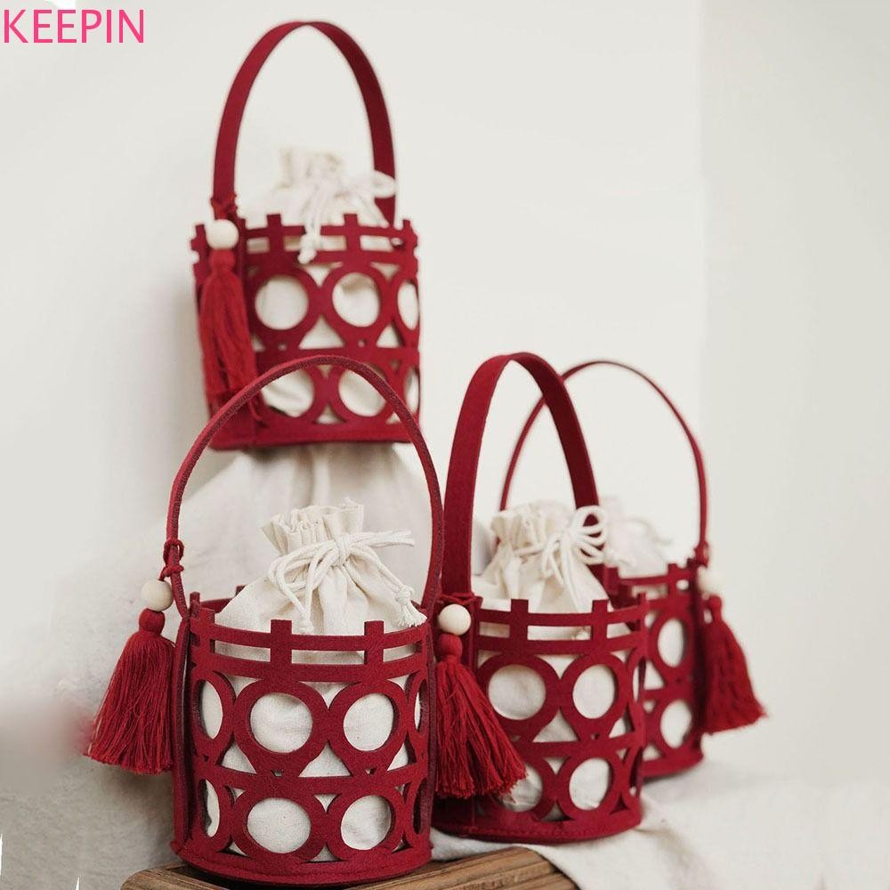 Keepin Candy Bag Party Hollow สไตล์จีน Felt Party Supplies เจ้าสาวและเจ้าบ่าวกระเป๋าถืองานแต่งงานกระเป๋า