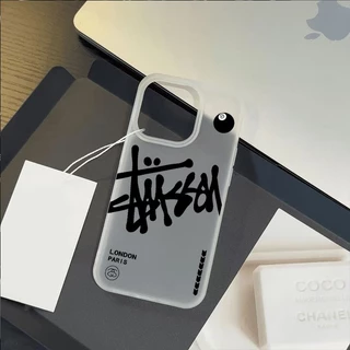 แฟชั่น ฝาครอบโทรศัพท์นุ่ม สีดำและสีขาวคว่ำตะขอ For iPhone 11 13 15 เคส ไอโฟน12 14 ProMax 7 8Plus X XR XSMaxกันกระ IP17