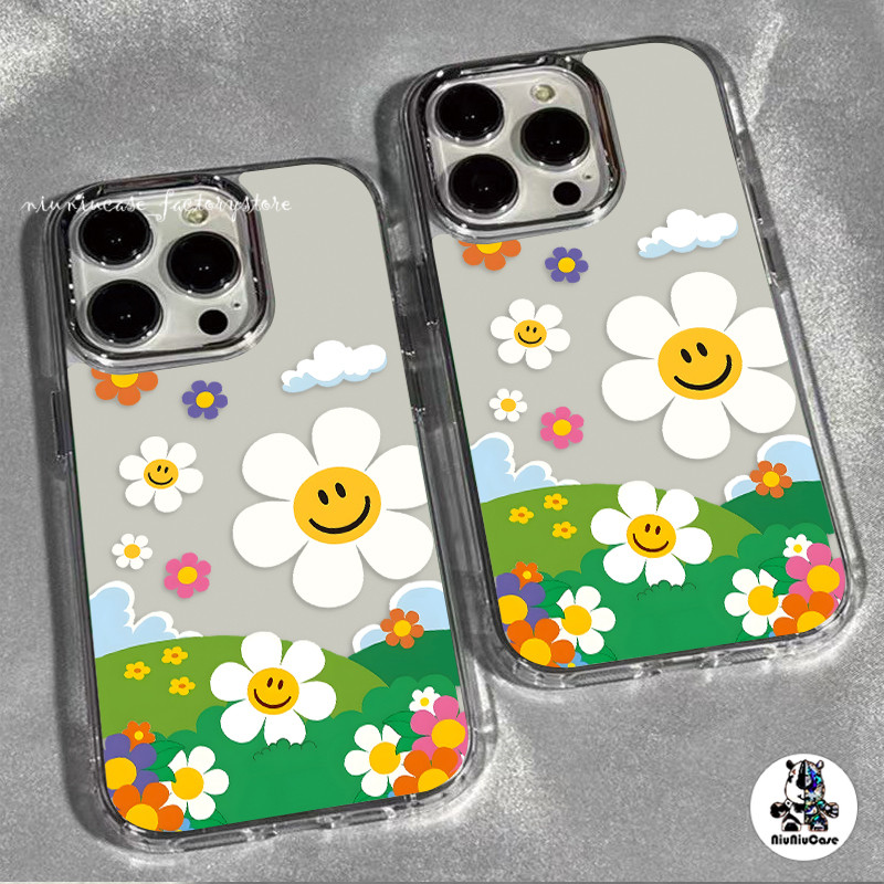 For เคสไอโฟน13 เคสโทรศัพท์ เคสนิ่ม For iPhone 11 13 12 14 15 Pro 7 8 16Plus XR XS Max เคส โปร่งใส ดอกไม้ดวงอาทิตย์น่ารัก
