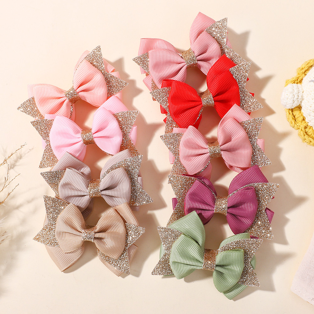 2 ชิ้น/เซ็ตน่ารักเด็ก Dovetail Bow กิ๊บติดผม ForWomen สาว Handmade Glitter BowknoteHairpins ทุกวันอุปกรณ์เสริมผม