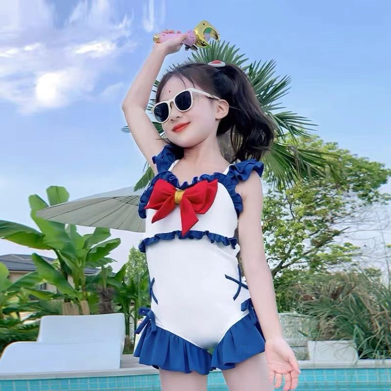 ชุดว่ายน้ําเด็กผู้หญิงสไตล์ใหม่ฤดูร้อนเด็กทารกสาวน้อยชุดว่ายน้ําชิ้นเดียวเด็กเจ้าหญิงวันหยุดสไตล์ตะวันตก - รูปที่ 7