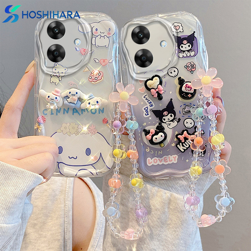 ดีไซน์ใหม่ เคส OPPO A3X A3 Pro A60 A18 A38 A58 A78 A98 4G 5G เคสโทรศัพท์น่ารักการ์ตูน 3D หมีคุโรมิ ตุ๊กตาซินนามอนโรล สีครีม ซิลิโคนใส ปกอ่อน