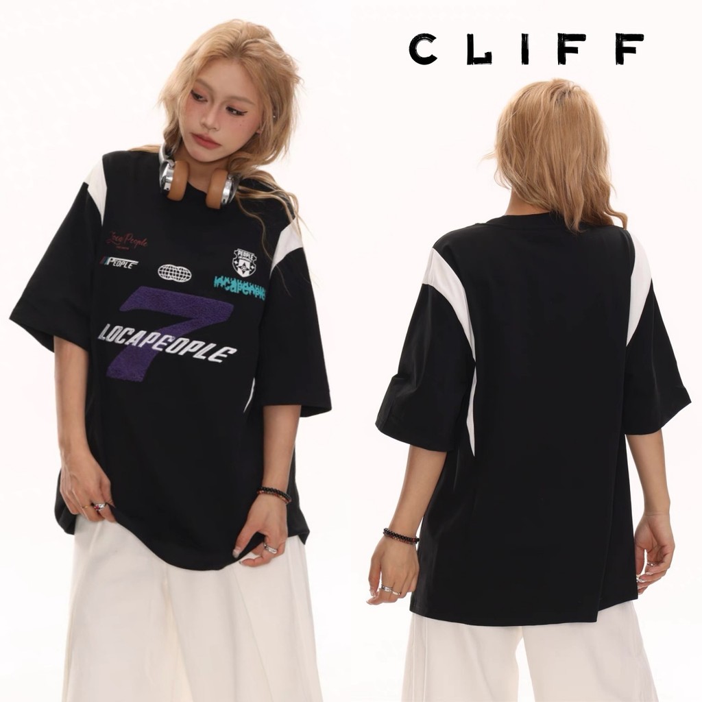 CLIFF ฤดูร้อนยอดนิยม เสื้อยืดแขนสั้น พิมพ์ลายดิจิตอล สไตล์ Hip-hop หลวมแมทช์ลุคง่าย ชุดคู่รัก