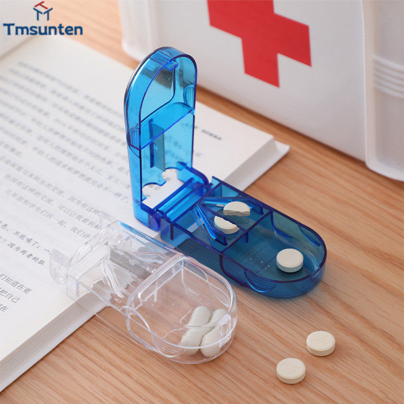 Tm กล่องตัดยา รุ่นใหม่ ใบมีดคม ที่แบ่งเม็ดยา ที่ตัดเม็ดยา ที่ตัดยา ที่แบ่งยา ตลับใส่ยา pill cutter