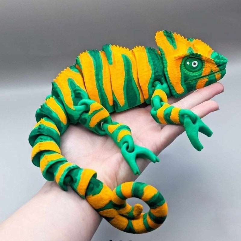 3D พิมพ์ Articulated Chameleon ของเล่นบรรเทาความเครียดที่สมจริงยืดหยุ่น Lizard ของเล่นสําหรับเด็กผู้ใหญ่