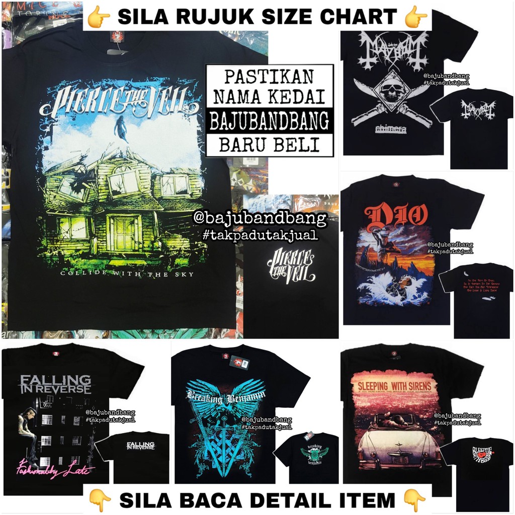 (Pit 18-26) เสื้อยืด Baju Rock Metal Mix Band ROCK YEAH