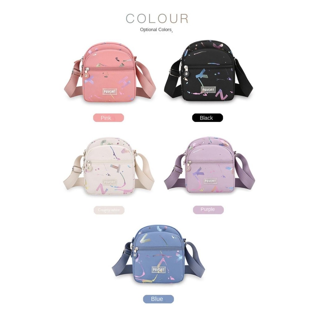 CNXIQU กระเป๋าสะพายไหล่,ไนลอนมินิกระเป๋าสะพายข้าง, Causal Multi Layer Purse Women