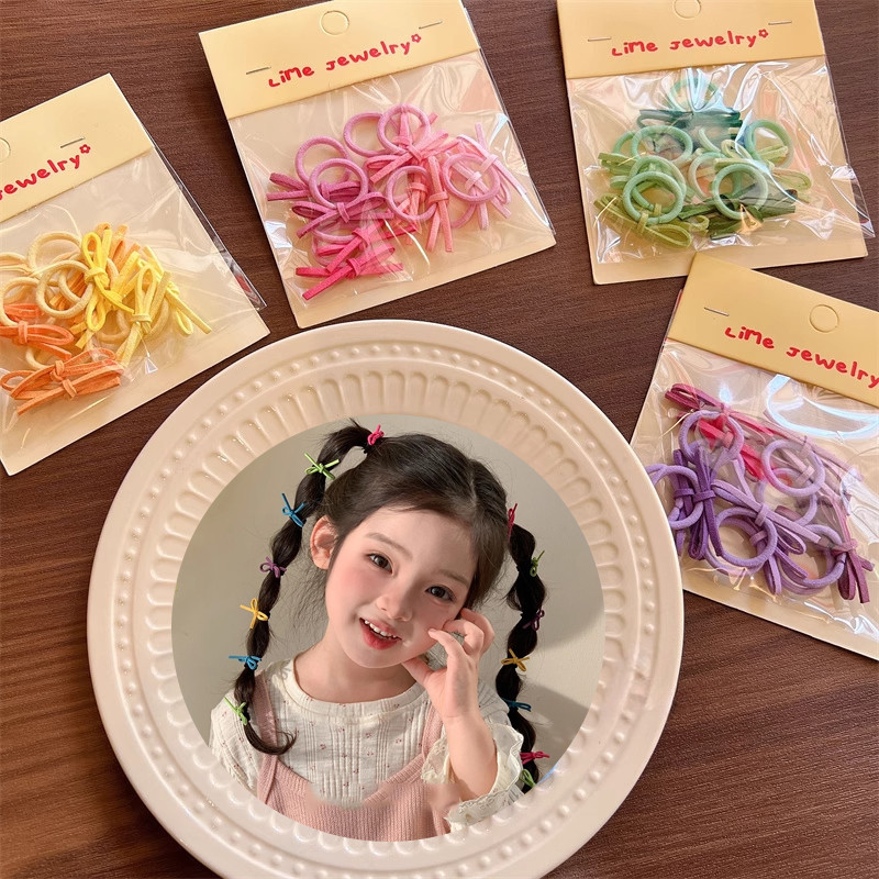 10ชิ้นที่มีสีสันสาวเด็กเด็กยืดหยุ่นไม่มีรอยต่อยางผมวงเด็กผมหางม้าชุดผูกผม