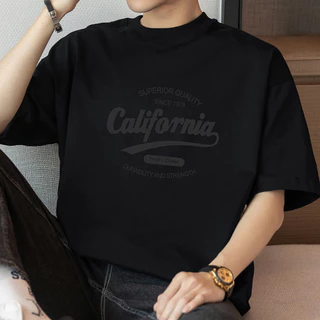 (จัดส่งตลอด 24 ชั่วโมง)Fanfei เสื้อแขนสั้นผ้าฝ้ายธรรมดาไซส์ใหญ่สำหรับผู้ชาย เสื้อปลายบนแฟชั่น สีดอักษรแขนสั้น
