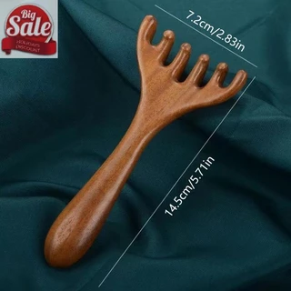 AF ไม้จันทน์สีทองธรรมชาติห้ากรงเล็บนวดหนังศีรษะ Gua Sha เครื่องมือ Back Scratcher สปามือถือ Meridian หวีนวด Hair Care A