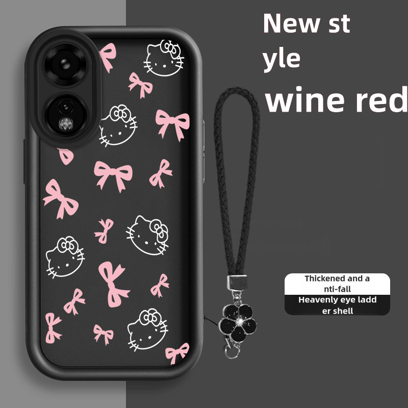 สําหรับ OPPO A58 4G A58 5G A78 4G A78 5G ฝาครอบโทรศัพท์ที่กําหนดเอง KT โบว์สีชมพู Lucky หญ้าที่ไม่ซ้