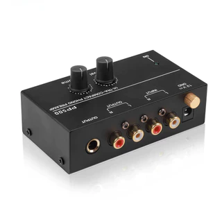 ปรีแอมป์ Phono Preamp ขนาดกะทัดรัดพิเศษพร้อมการควบคุมระดับเสียงระดับ 2xRCA อินพุต 2xRCA เอาต์พุต 1/4 "อินเทอร์เฟซเอาต์พุต TRS