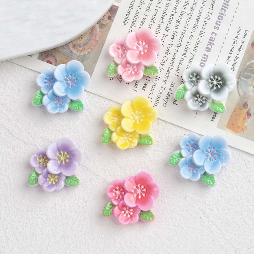 10ชิ้นสามดอกไม้เล็กๆน่ารักเรซิ่นเสน่ห์สําหรับ ทําเอง (1-176)