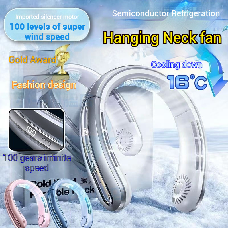 Neck Hanging Fan Portable Ice Ceramic Cooling Fan Bladeless Fan Neck Hanging Electric Fan USB Fan