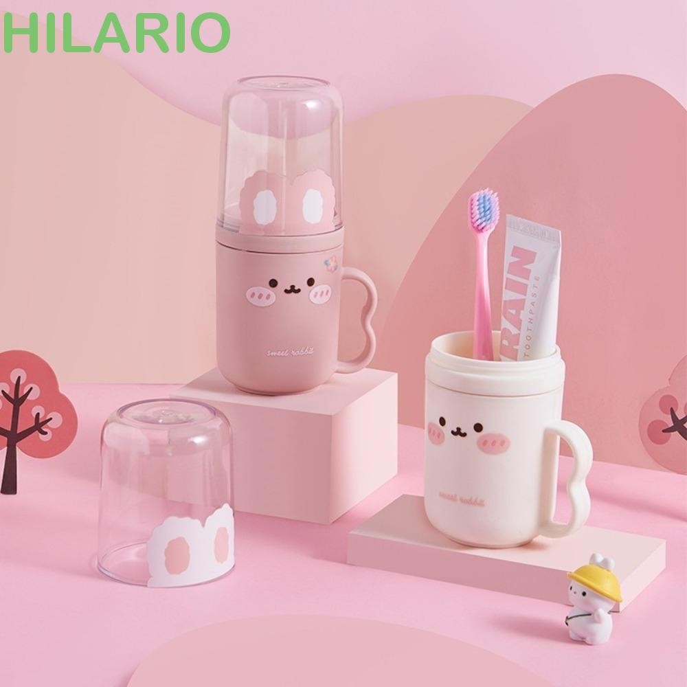 ถ้วยน้ํายาบ้วนปาก HILARIO, กล่องเก็บแปรงสีฟันพลาสติกลายการ์ตูน, ถ้วยใส่ฟันขนาดกะทัดรัดแบบพกพาน่ารักในครัวเรือน