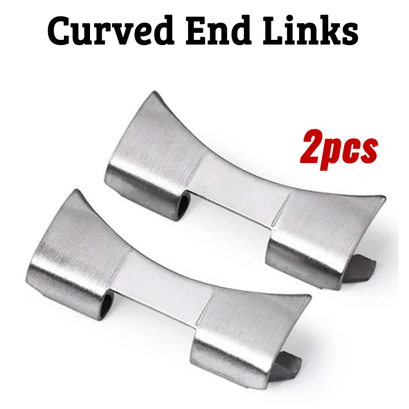 2ชิ้นสากลปลายโค้งสแตนเลสลิงค์ ส่วนโค้ง จบ สายนาฬิกาส่วนเชื่อมต่ออุปกรณ์นาฬิกาสําหรับควอตซ์นาฬิกากล12-24มิลลิเมตรสแตนเลสสายซ่อม