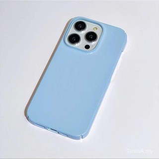 เคสป้องกันสีทึบเรียบง่ายสีฟ้าเคสแข็งซิลิโคนสำหรับ iPhone 15PROMAX xsmax 16PROMAX XR ป้องกันรอยขีดข่วน11 12 13 Pro ครึ่งแพ็ค14pro 15 16 Pro ป้องกันสิ่งสกปรก7plus 14PROMAX