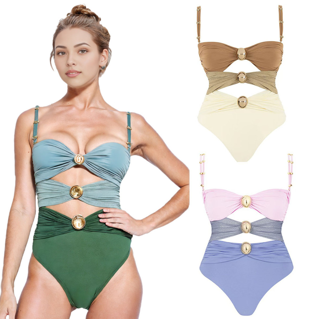 [พร้อมส่ง]swimsuit womenเซ็กซี่ชุดว่ายน้ําสุภาพสตรีบิกินี่สูทปาเก็ตตี้สายชุดว่ายน้ําสลิงชุดชายหาด
