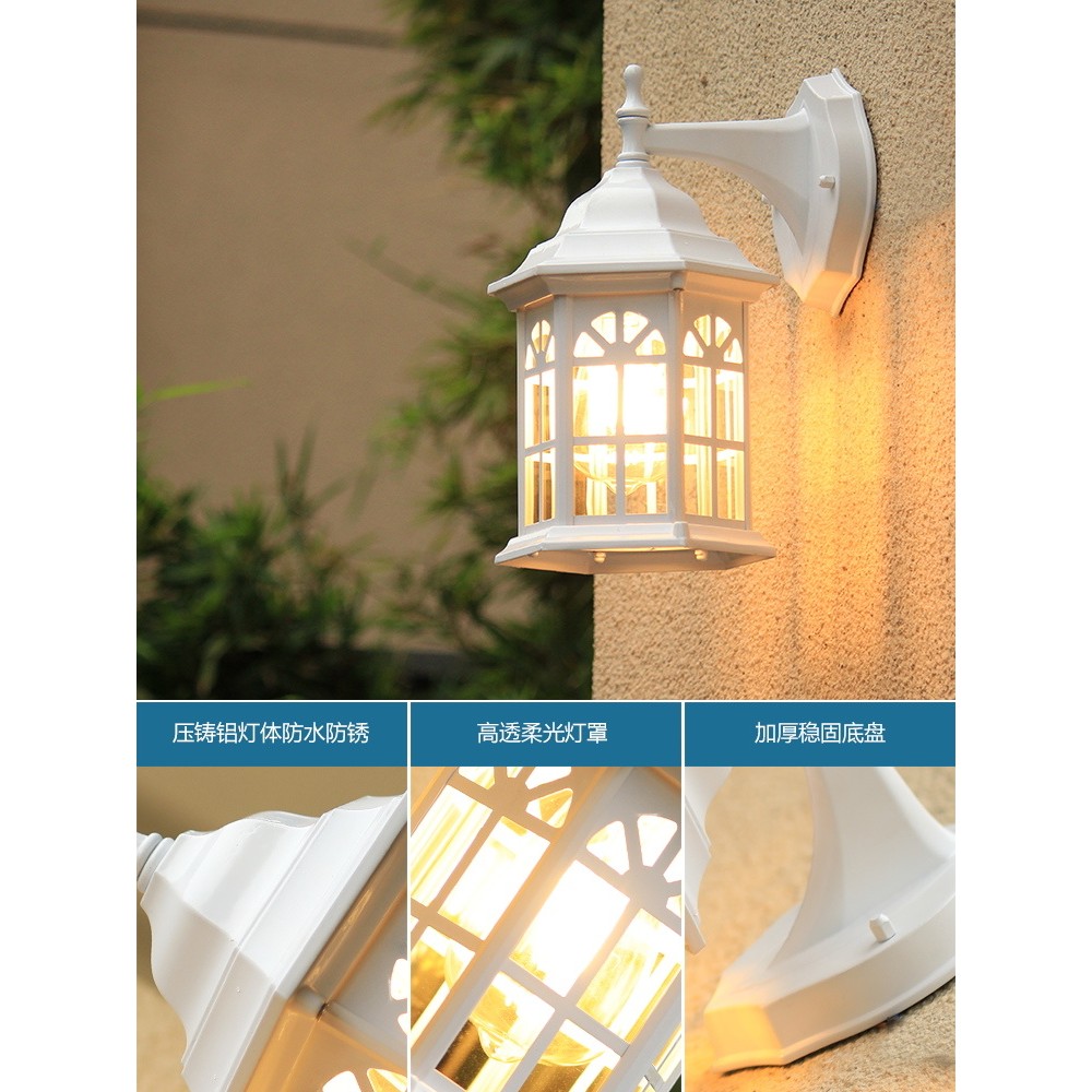 วินเทจโคมไฟติดผนังกลางแจ้งกันน้ำระเบียงไฟสไตล์ยุโรปกลางแจ้งโคมไฟติดผนังทางเดินทางเดินไฟลานโคมไฟติดผนัง - รูปที่ 2