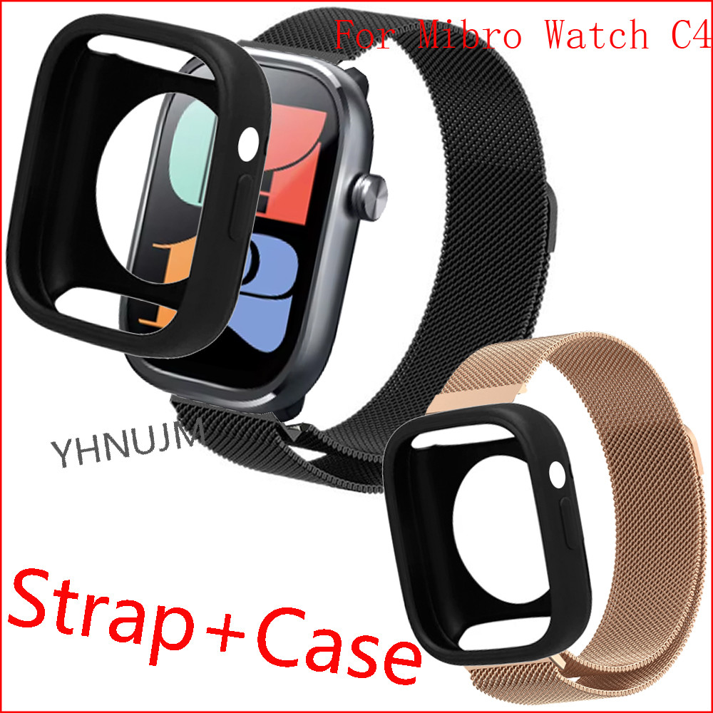 สาย Mibro Watch C4 เคส สมาร์ทวอท์ชฝาครอบกันชนอุปกรณ์เสริมสําหรับ Mibro C4 Smartwatch band สายสแตนเลสสร้อยข้อมือโลหะสายรัดข้อมือ
