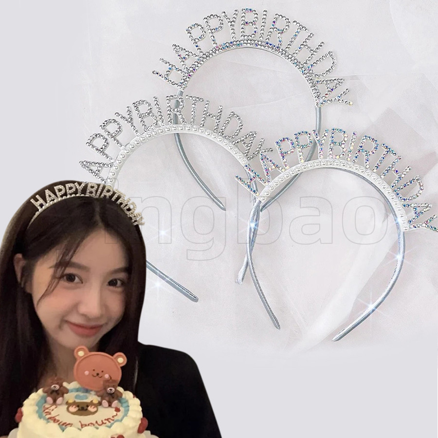 ประณีตหวานวันเกิด Hairband ผู้หญิงสาว Rhinestone Crown ไข่มุกวันเกิดหมวก Headwear หญิงเครื่องประดับ