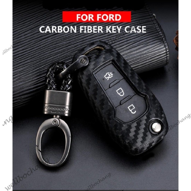 รถ Remote Key กรณีคาร์บอนไฟเบอร์สําหรับ Ford Focus Everest Explorer Edge Kuga Ford Ranger Everest EcoSport Ford Focus 2 3 Mk2 Mk3 Fiesta Ranger Mondeo Mk4 Fusion