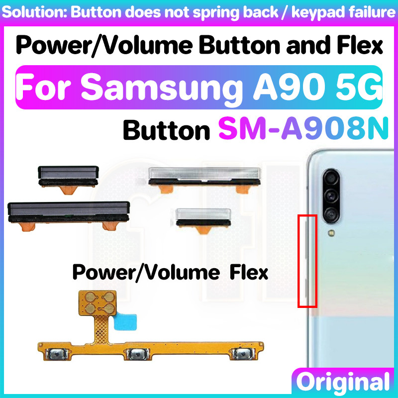ปุ่มปรับระดับเสียงไฟ Flex สําหรับ samsung galaxy a90 5g sm-a908n a908 สวิตช์กุญแจด้านข้าง ON OFF Key Mute ปุ่มควบคุมริบบิ้น Flex สาย