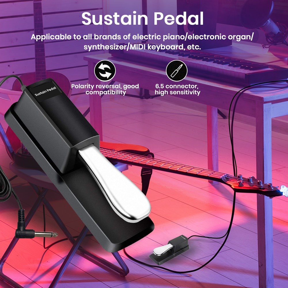 1 ชุด Universal Sustain Pedal พร้อม Polarity Switch Damper Pedal สําหรับคีย์บอร์ดเปียโนไฟฟ้า