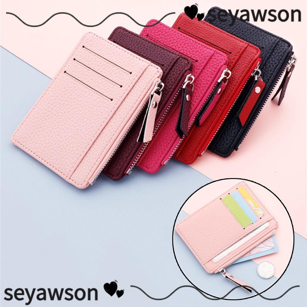 Seyawson กระเป๋า Multi-Card Bit Zipper Pocket Coin Bag Card Holder สําหรับผู้หญิง